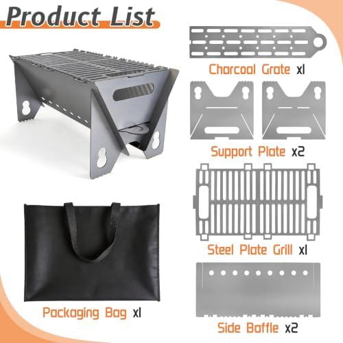 Portable charcoal Grill,Foldable Heavy Duty Camping,Non-Toxic