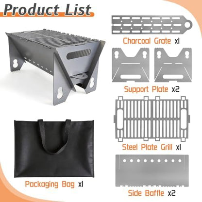 Portable charcoal Grill,Foldable Heavy Duty Camping,Non-Toxic