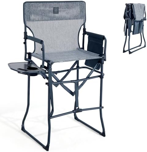 EVER ADVANCED Portable 30.7" Seat Height Tall Camping Directors Chair