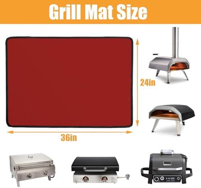 Heat Resistant Mats for Countertop fits Tabletop Grill, 36x24x0.04in, Red