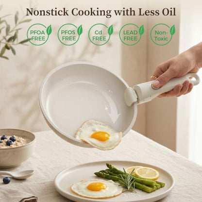 YASHE 9Pcs Granite Nonstick Pots and Pans Set, Oven Safe, Stackable