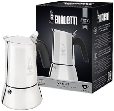 Bialetti - Venus Induction, Stovetop Coffee Maker, Suitable for all Types of Hobs, Stainless Steel, 4 Cups (5.7 Oz), Silver