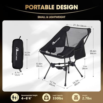 MOON LENCE Portable Camping Chair Backpacking Chair - The 4th Generation Ultralight Folding Chair - Compact, Lightweight Foldable Chairs for Hiking Mountaineering, Beach (Orange-2Pack)