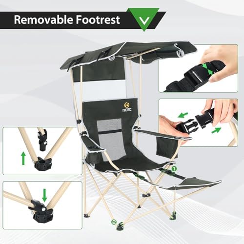 Nice C Canopy Chair with Footrest, Umbrella Camping Chair (1 Pack)