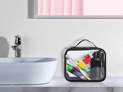 ANRUI TSA Approved Toiletry Bag, 5 Pcs TSA Clear Travel Bags With Handle Strap, Makeup Bag for Liquids, Toiletries, Cosmetics, Gifts for Women and Men，Black