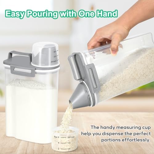TBMax Rice Storage container 4 Lbs, Small Rice Dispenser with Measuring Cup, Cereal Containers Flour Bin, Kitchen Food Storage Container and Pantry Organizers, Pet Dog Cat Food Dispenser