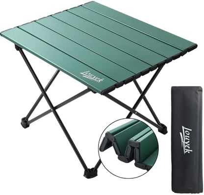 JOUYEK Small Camping Table Ultralight Aluminum Folding Portable Table Green