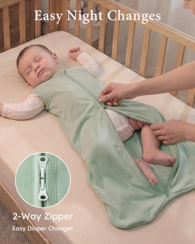 Yoofoss Baby Sleep Sack 6-12 Month 0.5TOG 100% Organic Cotton 2-Way Zipper