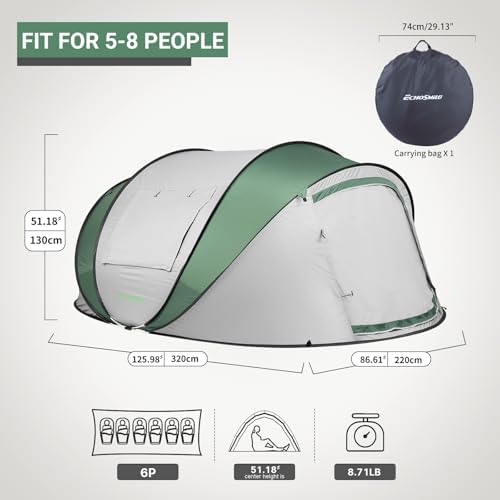 EchoSmile Instant Pop Up Camping Tent, 2/4/6 Person Easy Setup Tent