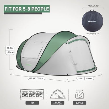 EchoSmile Instant Pop Up Camping Tent, 2/4/6 Person Easy Setup Tent