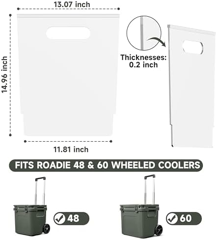 LUVCOSY Transparent Acrylic Divider Compatible with YETI Roadie 48 & 60 Cooler Accessories, Cooler Organizer with High Visibility, Durable and Easy Clean, Designed for Camping and Outdoor