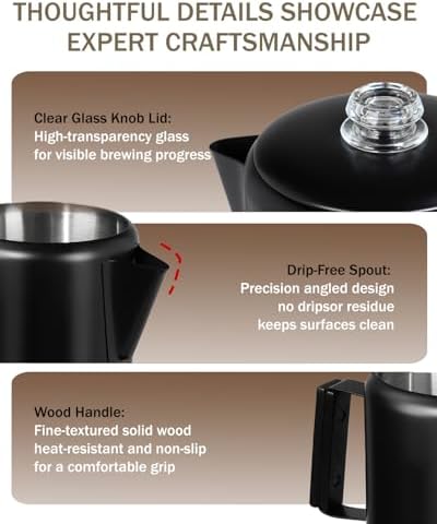 Coffee Maker 9 Cup Coffee Percolator 304 Stainless Steel Pot