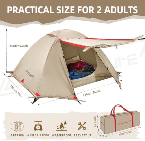 Clostnature 4 Season Backpacking Tent - 1/2 Person Cold Weather Winter Tent