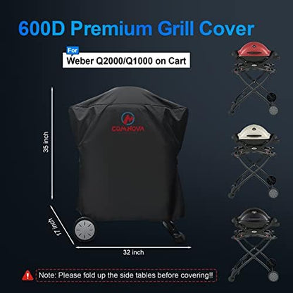 Comnova Weber Grill Cover - Q Series, Q2000/Q200/Q1000/Q100, Q2200, 2400, 1200, 1400 & More - Heavy Duty & Waterproof