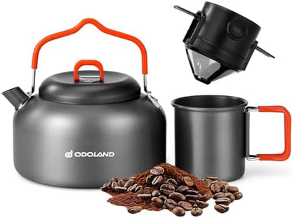 Odoland 1.2L Camping Coffee Pot Camp Coffee Makers, Mug and Coffee Filter
