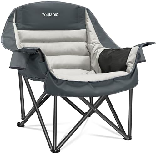 Youtanic Oversized Padded Camping Chair, Portable Folding Camping Chairs