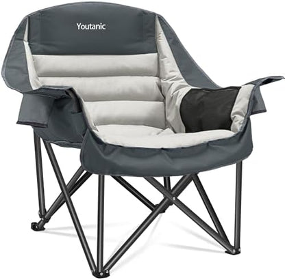 Youtanic Oversized Padded Camping Chair, Portable Folding Camping Chairs