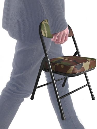 Mini Padded Folding Stool - 12.2 Inch Camping Camo Green 1-Pack