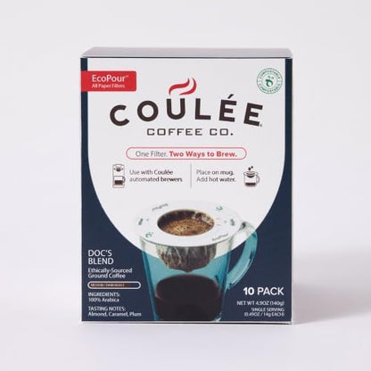 Coulée EcoPour Doc's Blend Arabic Coffee, Dark Roast, Single Serve, 10 Pack