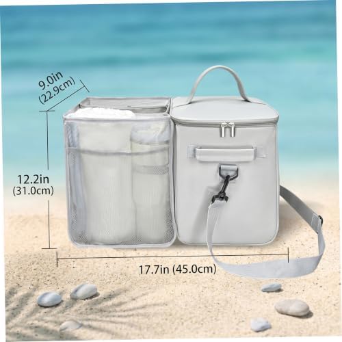 Cooler Organizer Insert, 2-in-1Leakproof Beach Bag Organizer, Portable Dry-Wet Separate Tote Insert, Gray