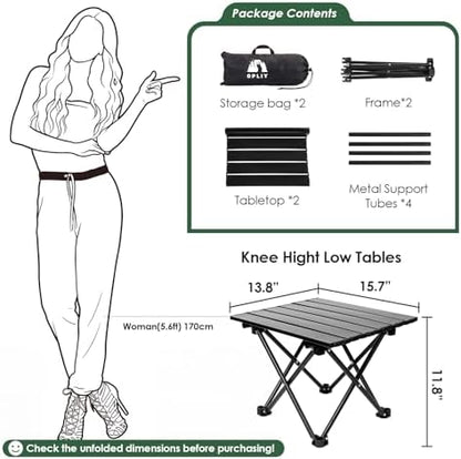 Opliy 2-Pack Portable Camping Table – Ultralight Foldable Car Tray Table with Carry Bag for Camping, Picnic, BBQ, Beach & Outdoor Travel
