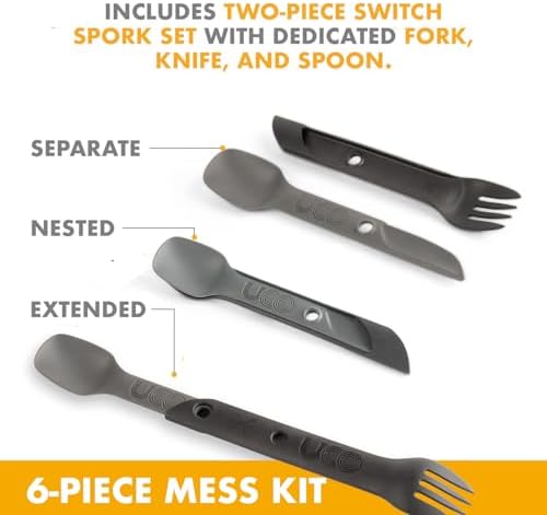 UCO Camping Mess Kit with Bowl, Plate, Collapsible Cup, and Switch Camping Spork