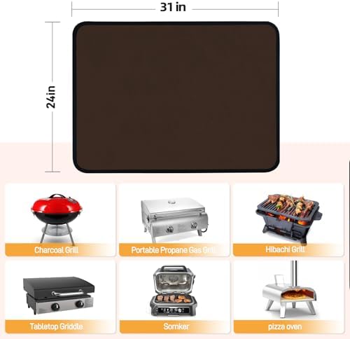 Heat Resistant Mats for Countertop fits Tabletop Grill, 31x24x0.04in, Brown
