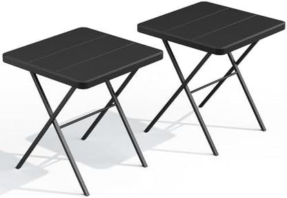 27'' Square Folding Table, Foldable Table No Assembly 400lbs Weight Capacity, Heavy Duty Portable Picnic Card Table for Camping, Patio, Dining, Indoor, Outdoor(Black, 2 Pack)