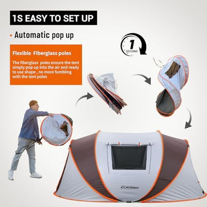 EchoSmile Instant Pop Up Camping Tent, 2/4/6 Person Easy Setup Tent