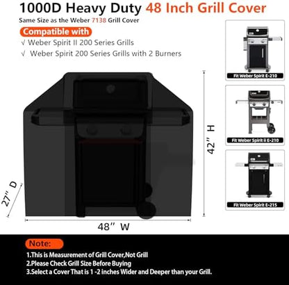 [Upgraded 1000D Heavy Duty Fabric] 48 inch Grill Cover for Outdoor Grill