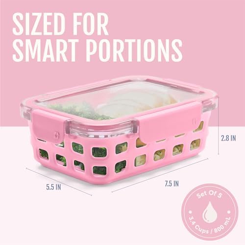 Ello Duraglass 3.4 Cup Glass Meal Prep Containers, 10 Pc, 5 Pack, Meadow