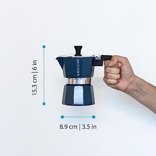 GROSCHE Milano Stovetop Espresso Maker Moka Pot 3 espresso Cup, 5 oz Blue