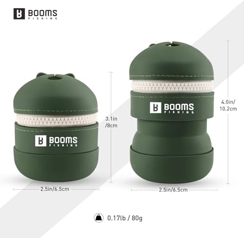 Booms Fishing Portable Trash Pouch: Silicone Expandable & Collapsible Fishing Line Waste Cantainer - Eco-Friendly Reusable Garbage Holder for Fishing, Hiking, Camping & Outdoor Activities - ST2 Green