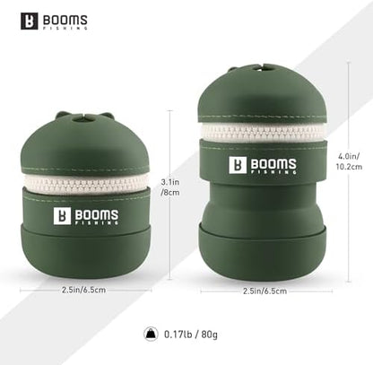 Booms Fishing Portable Trash Pouch: Silicone Expandable & Collapsible Fishing Line Waste Cantainer - Eco-Friendly Reusable Garbage Holder for Fishing, Hiking, Camping & Outdoor Activities - ST2 Green