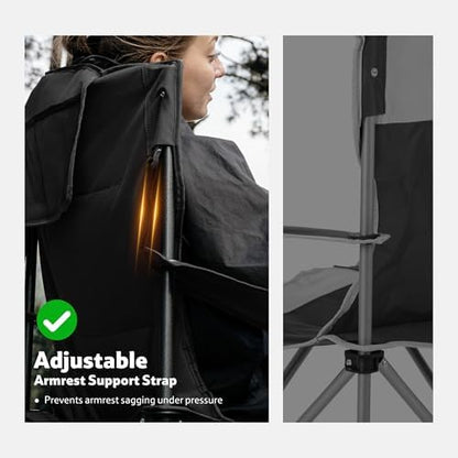 Naturehike Oversized Camping Chair with Cooler Bag, Heavy Duty Lawn Chair Support 450 LBS, Portable Padded Outdoor Folding Chair, 2 Pack