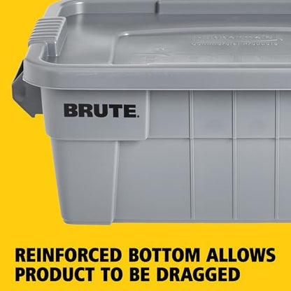 Rubbermaid Commercial Products BRUTE Tote Storage Container with Lid, 14-Gallon-included, Rugged/Reusable Boxes for Moving/Storing in Garage/Basement/Attic/Jobsite/Truck/Camping, Gray