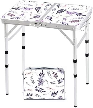 Yriuat Folding Camping Table 2ft Portable Picnic Table, Misty Lilac