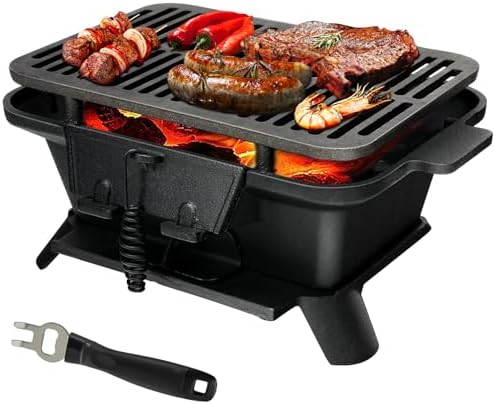 Giantex Portable Hibachi Grill Outdoor, Small Cast Iron BBQ Charcoal Grill