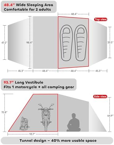 2-Person Waterproof Motorcycle Tent for Camping