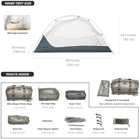 Wander Hawk 1-2 Person Backpacking Tent, Lightweight 1 Person / 2 Person Tent for Bikepacking Backpacking Camping & Hiking