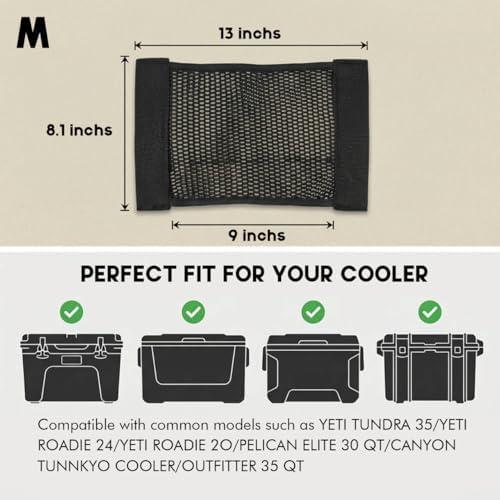 Dry Storage Cooler Lid Net Organizer Fits YETI, Igloo & Coleman