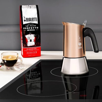 Bialetti - Venus Induction, Stainless Steel Stovetop Espresso Coffee Maker, Suitable for all Types of Hobs, 6 Cups (7.9 Oz), Copper,Silver