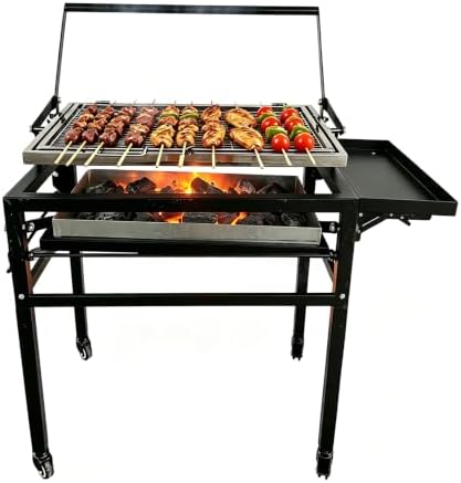 Flip Charcoal Grill, 360° Rotating BBQ for Outdoor Camping