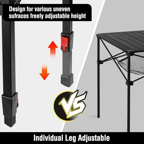 VILLEY Folding Camping Square Table, Portable Aluminum Table, Large