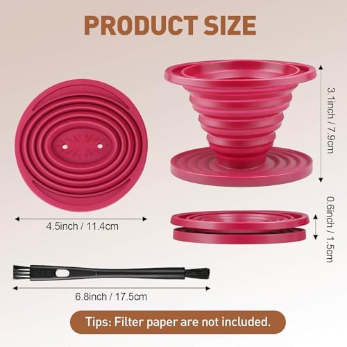 2Pcs Collapsible Pour Over Coffee Dripper, Silicone Filter Holder