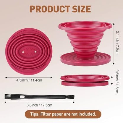 2Pcs Collapsible Pour Over Coffee Dripper, Silicone Filter Holder