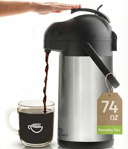 Thermal Coffee Carafe 74Oz, Keeps Drinks Hot for 12 hrs & Cold for 36 hrs