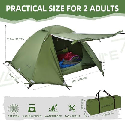 Clostnature 4 Season Backpacking Tent - 1/2 Person Cold Weather Winter Tent
