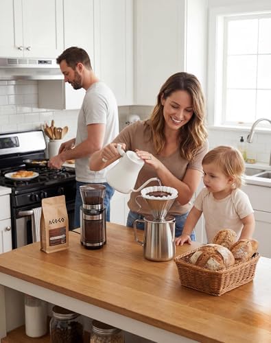 AGOGO Stainless Pour Over Coffee Maker Set, 50 Paper Filters, 30oz, Sliver