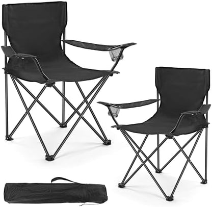WEIDIORME 2 Pack Lightweight Camping Chairs for Adults & Teens, Capacity Foldable Portable Chairs with Carry Bag, Compact Design for Camping, Beach, Picnics, and Outdoor Events